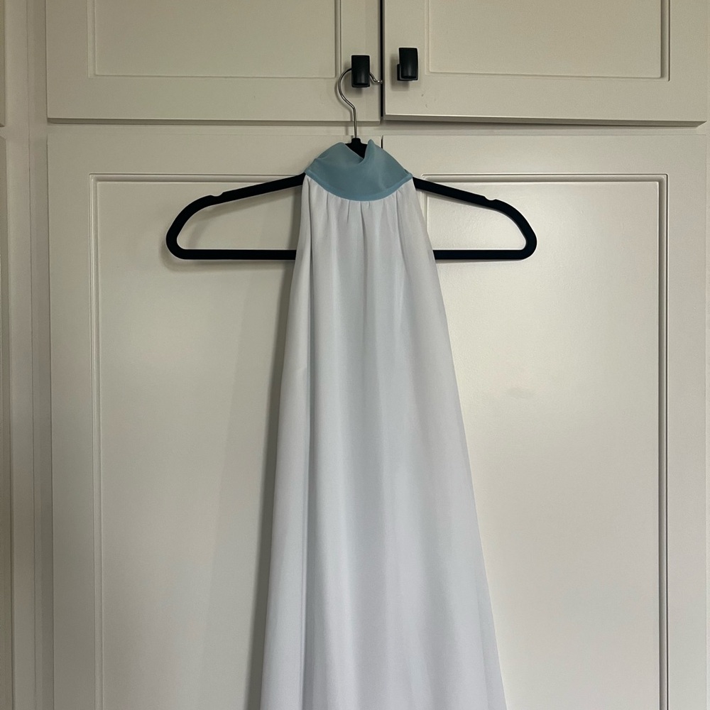 Amanda Uprichard White and Blue Backless Dress